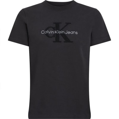 тениска,дамски,тениски,calvin,klein,jeans,chenille,monologo,regular,short,sleeve,t,shirt,black