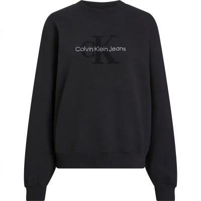 блуза,дамски,блузи,calvin,klein,jeans,chenille,monologo,sweatshirt,ck,black,(black)