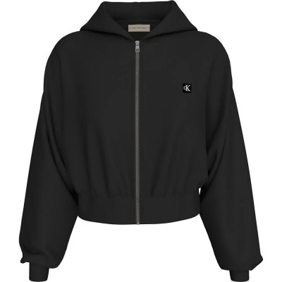 блуза,дамски,блузи,calvin,klein,jeans,embro,badge,full,zip,sweatshirt,black