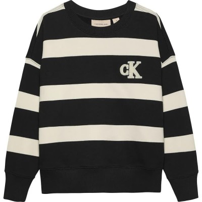 блуза,детски,блузи,calvin,klein,jeans,striped,modern,comfort,cn,sweater,black