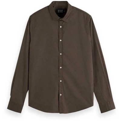 риза,с,дълъг,ръкав,мъжки,ризи,scotch,&,soda,essential,solid,long,sleeve,shirt,brown