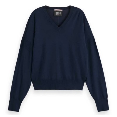 блуза,дамски,пуловери,дамски,плетени,дрехи,scotch,&,soda,178216,v,neck,sweater,blue
