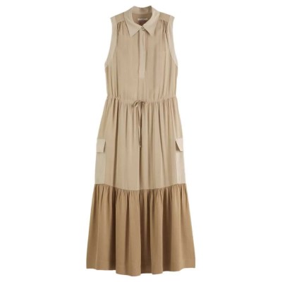 рокля,дамски,поли,и,рокли,scotch,&,soda,fluid,utility,sleeveless,long,dress,beige