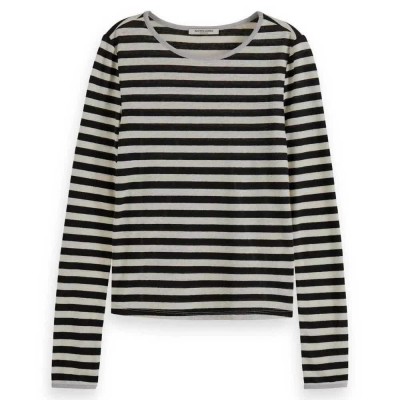 тениска,дамски,тениски,scotch,&,soda,striped,with,lurex,binding,long,sleeve,t,shirt,black
