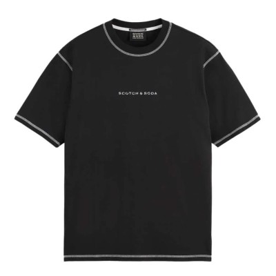 тениска,мъжки,тениски,scotch,&,soda,core,logo,front,short,sleeve,t,shirt,black,(black)