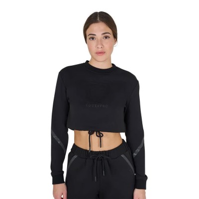 блуза,дамски,блузи,equestro,cropped,sweatshirt,black,(black)