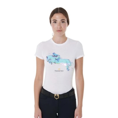 тениска,мъжки,тениски,дамски,тениски,equestro,interference,jump,cotton,short,sleeve,t,shirt,white,(white)