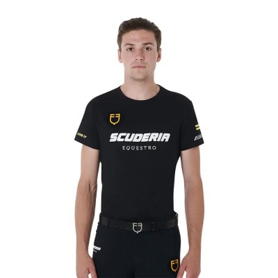 тениска,мъжки,тениски,equestro,scuderia,collection,cotton,short,sleeve,t,shirt,black,(black)