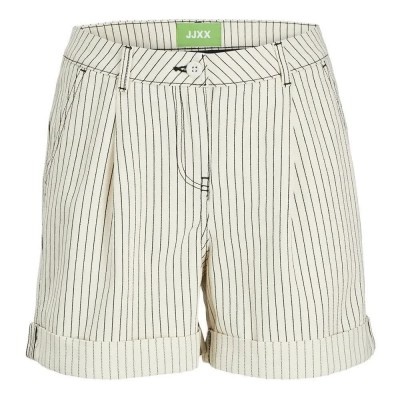 къси,панталони,дамски,панталони,jack,&,jones,maddy,rlx,ctn,jjxx,shorts,blanc,de,blanc,black,pinstripe,(beige)