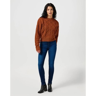 блуза,дамски,пуловери,дамски,плетени,дрехи,wrangler,cable,sweater,brown