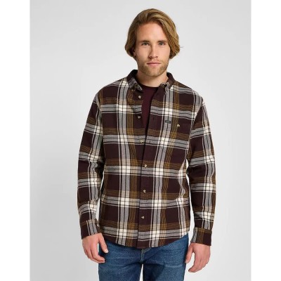 риза,с,дълъг,ръкав,мъжки,ризи,lee,riveted,long,sleeve,shirt,brown