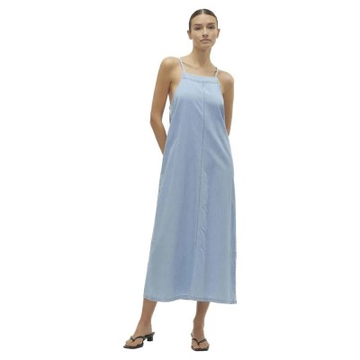 рокля,дамски,поли,и,рокли,vero,moda,adelyn,sleeveless,long,dress,blue,(light,blue,denim)