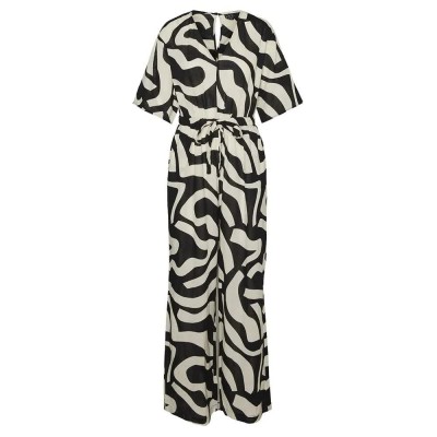 гащеризон,дамски,гащеризони,vero,moda,agnete,3,4,sleeve,jumpsuit,multicolor,(black,aop,graphic,sand,dollar)