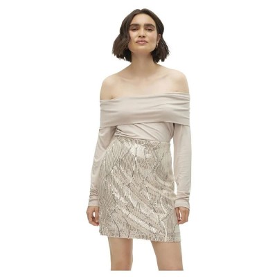 тениска,дамски,тениски,vero,moda,regitze,long,sleeve,t,shirt,silver,gray,(beige)