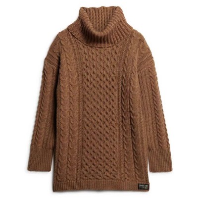 рокля,дамски,поли,и,рокли,superdry,cable,long,sleeve,midi,dress,brown