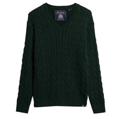блуза,дамски,пуловери,дамски,плетени,дрехи,superdry,cable,v,neck,sweater,green,(darkest,pine,green)