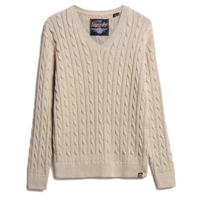 блуза,дамски,пуловери,дамски,плетени,дрехи,superdry,cable,v,neck,sweater,oatmeal,beige,(beige)