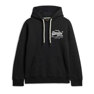 суичър,мъжки,пуловери,superdry,classic,vl,graphic,hoodie,phantom,black,marl,(black)