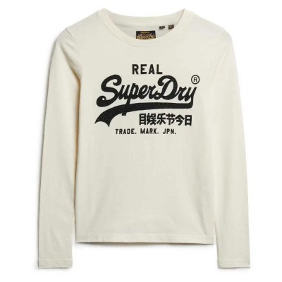 тениска,дамски,тениски,superdry,embellished,vl,graphic,long,sleeve,t,shirt,beige