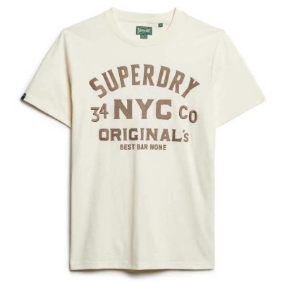 тениска,мъжки,тениски,superdry,embroidered,script,graphic,short,sleeve,t,shirt,vintage,cream,(beige)