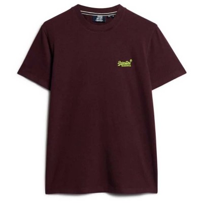 тениска,мъжки,тениски,superdry,essential,logo,embroidered,short,sleeve,t,shirt,tawnty,port,marl,fluro,yellow,(red)