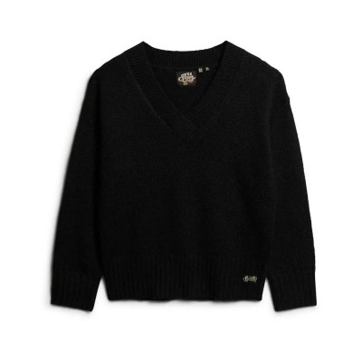блуза,дамски,пуловери,дамски,плетени,дрехи,superdry,essential,v,neck,sweater,black,(black)