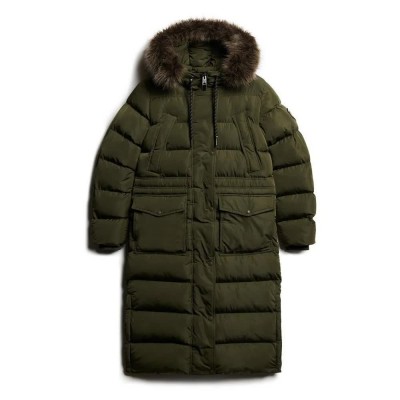 яке,дамски,якета,и,палта,superdry,everest,faux,fur,longline,jacket,green,(army,khaki)