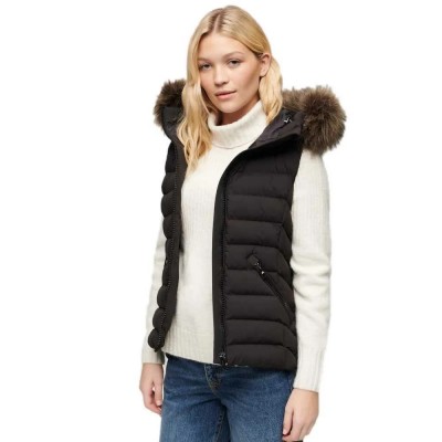 потник,дамски,потници,superdry,fuji,faux,fur,vest,black