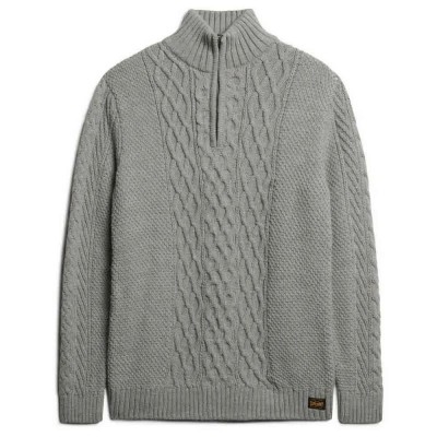 блуза,мъжки,пуловери,superdry,jacob,cable,half,zip,sweater,mid,grey,(grey)