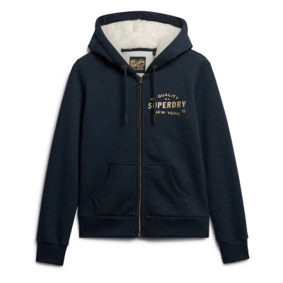блуза,дамски,блузи,superdry,luxe,metallic,logo,full,zip,sweatshirt,blue
