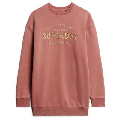 рокля,дамски,поли,и,рокли,superdry,luxe,metallic,logo,long,sleeve,midi,dress,pink