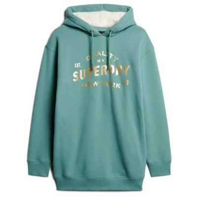 рокля,дамски,поли,и,рокли,superdry,luxe,metallic,logo,long,sleeve,short,dress,blue