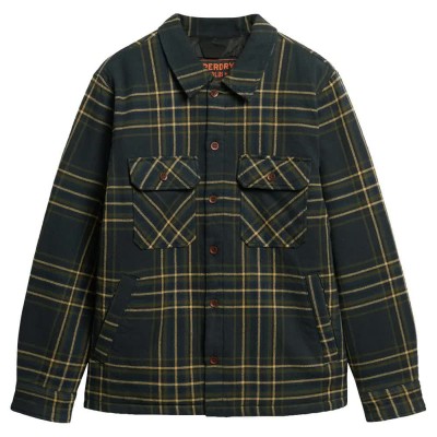 карирана,риза,мъжки,якета,superdry,surplus,check,quilt,overshirt,green,(navy,check)