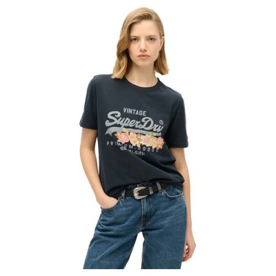 тениска,дамски,тениски,superdry,vintage,vl,prem,g,floral,short,sleeve,t,shirt,black,(eclipse,navy)