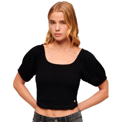 дамски,блузи,дамски,ризи,superdry,smocked,short,sleeve,blouse,black