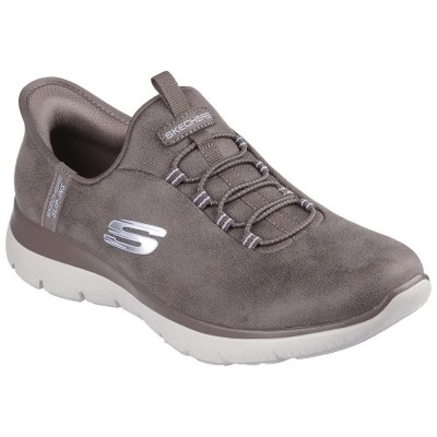 обувки,дамски,маратонки,skechers,summits,slip,on,shoes,brown,mesh,lavender,trim,(grey)