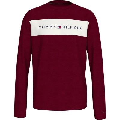 тениска,мъжки,пижами,tommy,hilfiger,block,logo,long,sleeve,pyjama,t,shirt,red