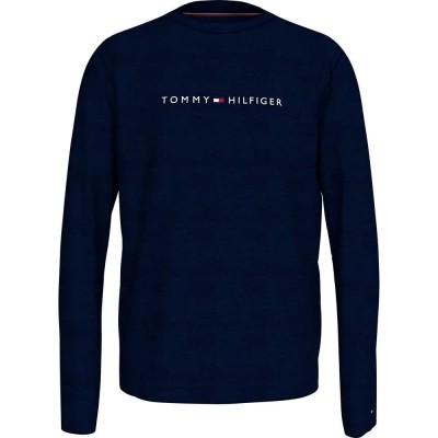 тениска,мъжки,пижами,tommy,hilfiger,um0um03345,long,sleeve,pyjama,t,shirt,blue