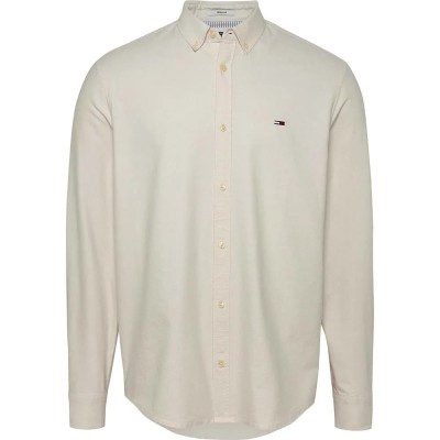 риза,с,дълъг,ръкав,мъжки,ризи,tommy,jeans,entry,reg,oxford,long,sleeve,shirt,beige,(newsprint)