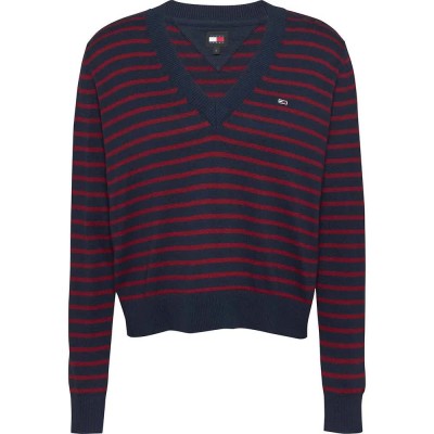 блуза,дамски,пуловери,дамски,плетени,дрехи,tommy,jeans,essential,ext,v,neck,sweater,blue
