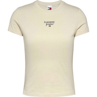 тениска,дамски,тениски,tommy,jeans,essential,logo1,ext,short,sleeve,t,shirt,beige,(newsprint)