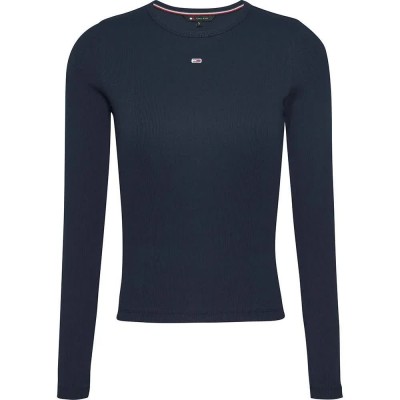 тениска,мъжки,тениски,дамски,тениски,tommy,jeans,essential,rib,long,sleeve,t,shirt,blue,(dark,night,navy)