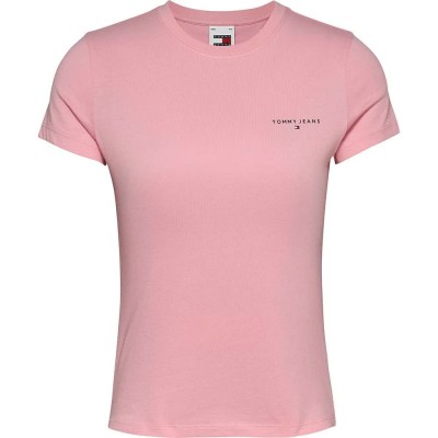 тениска,дамски,тениски,tommy,jeans,linear,short,sleeve,t,shirt,ballet,pink,(pink)