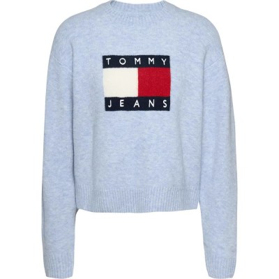 блуза,дамски,пуловери,дамски,плетени,дрехи,tommy,jeans,melange,flag,ext,sweater,blue