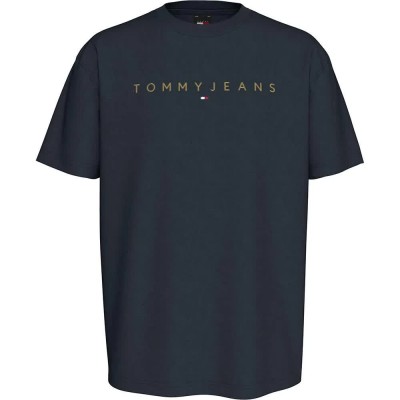 тениска,мъжки,тениски,tommy,jeans,reg,gold,linear,logo,ext,short,sleeve,t,shirt,dark,night,navy,(black)