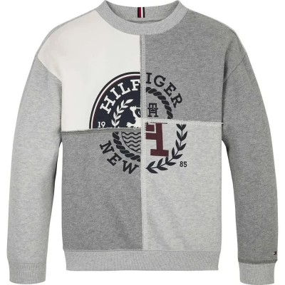 блуза,детски,блузи,tommy,hilfiger,monotype,spliced,printed,sweatshirt,grey