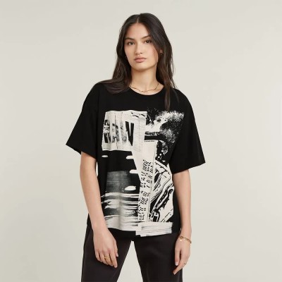 тениска,дамски,тениски,g,star,multi,print,loose,r,t,short,sleeve,t,shirt,black,(dark,black)