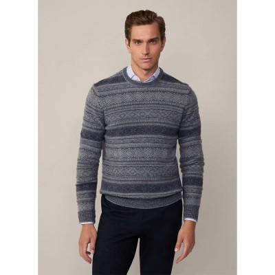 блуза,мъжки,пуловери,hackett,fairisle,sweater,grey