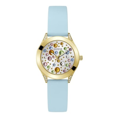 часовник,часовници,guess,mini,wonderlust,woman,watch,golden,(blue)