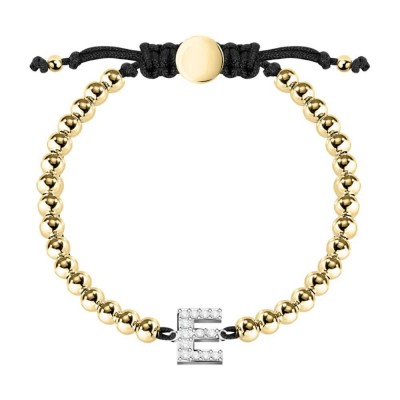 бижутерия,le,petite,story,boules,letter,e,bracelet,golden,(black,golden)